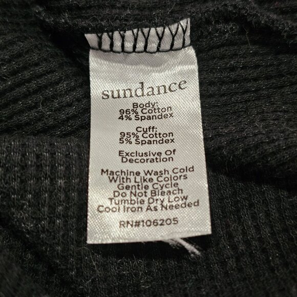 Sundance Frosty Fields Embroidered Thermal Top Shirt Women Size S Black Cotton - Picture 15 of 15